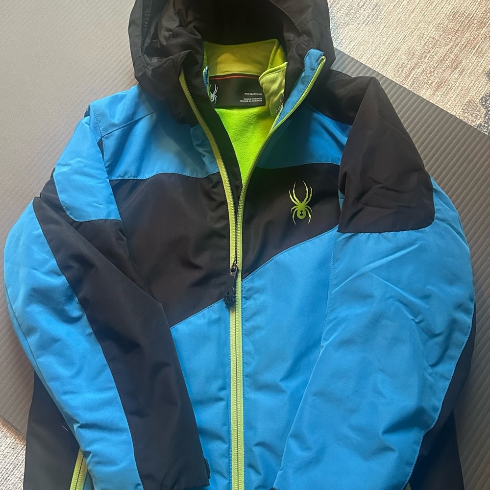 Spyder Kids Blue and Black Puffer Jacket